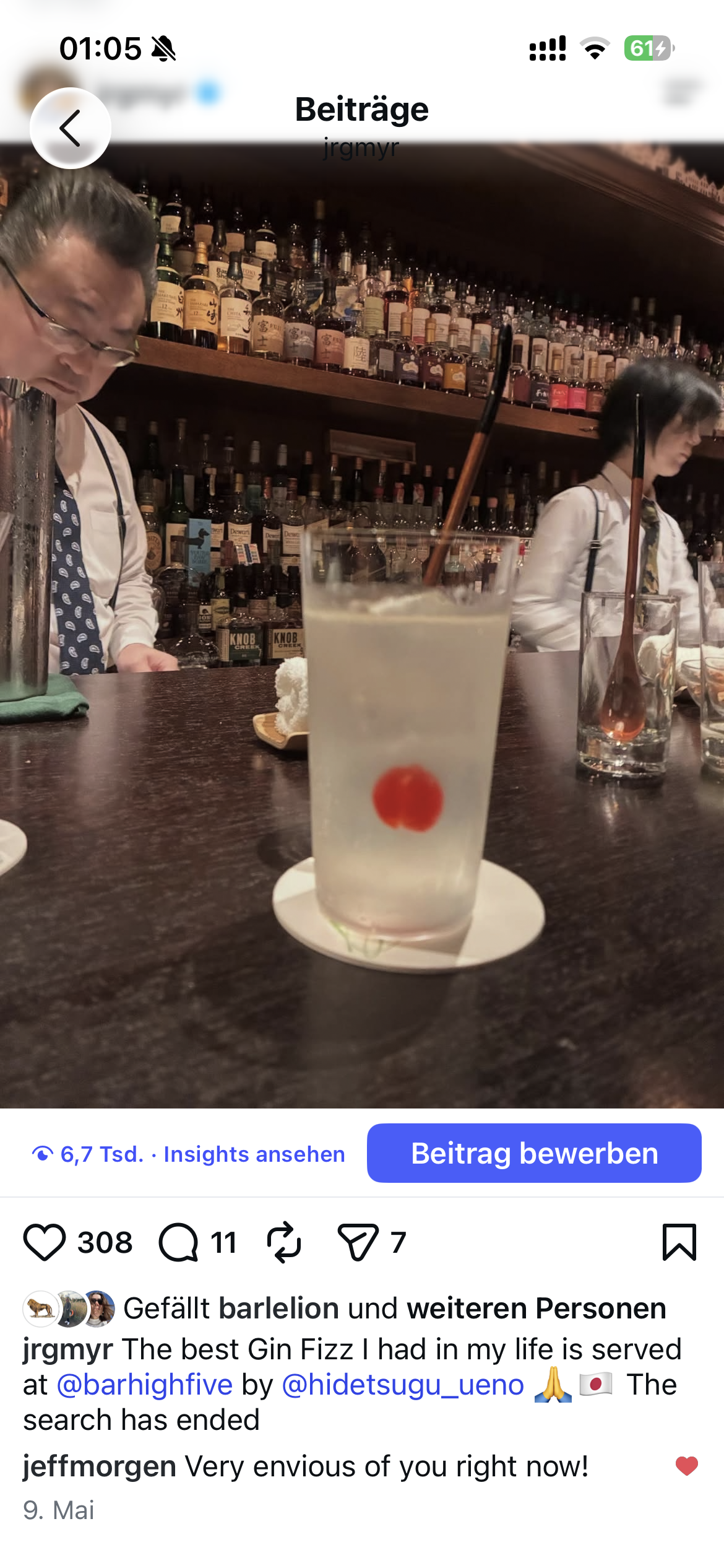Der beste Gin Fizz meines Lebens . Tokyo. Bar High Five. Ueno Hidetsugu.